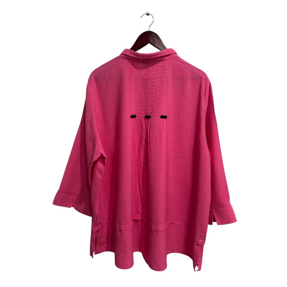 Ali Miles Pink Tunic Blouse Womens 2X Rayon Relaxed Fit Long Sleeve - Picture 3 of 7